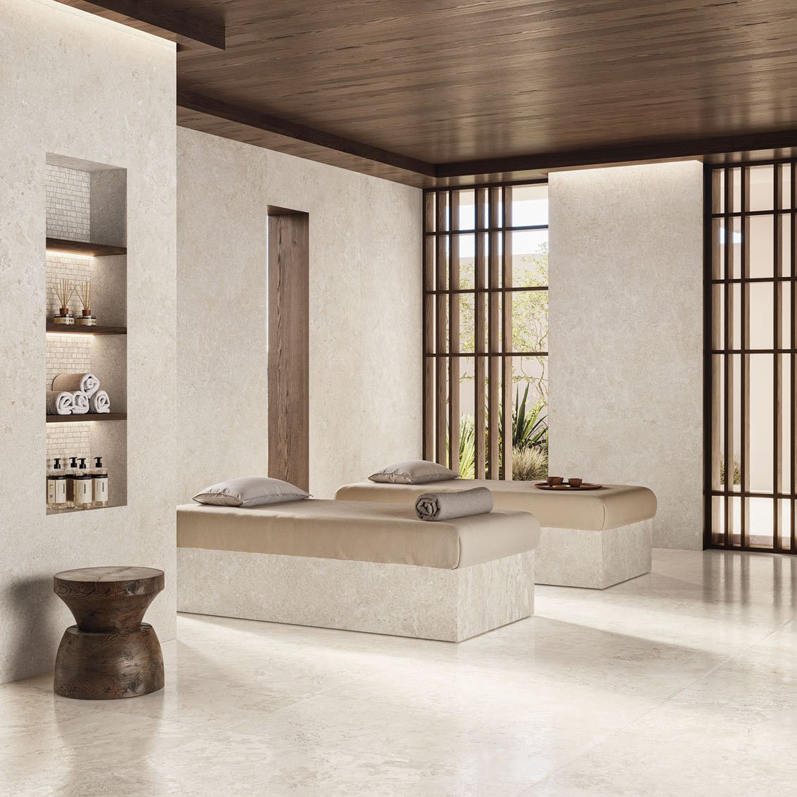 Unique Bourgogne Lappato Antique 60x120-Blanc minimal 120x278-Mosaico Petite Mure Amb Hamman