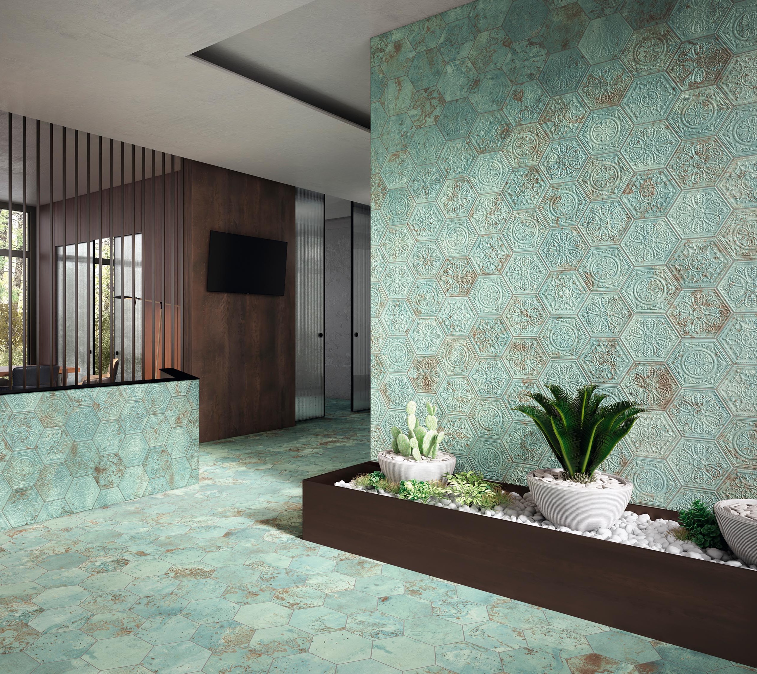 ZINC GREEN Hexagon natural+relieve